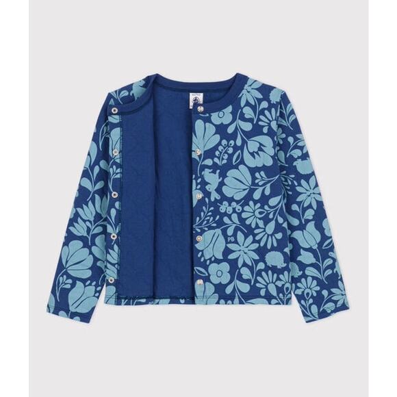 Petit Bateau Girl's Printed Quilted Tube Knit Cardigan NWT - Picture 2 of 5